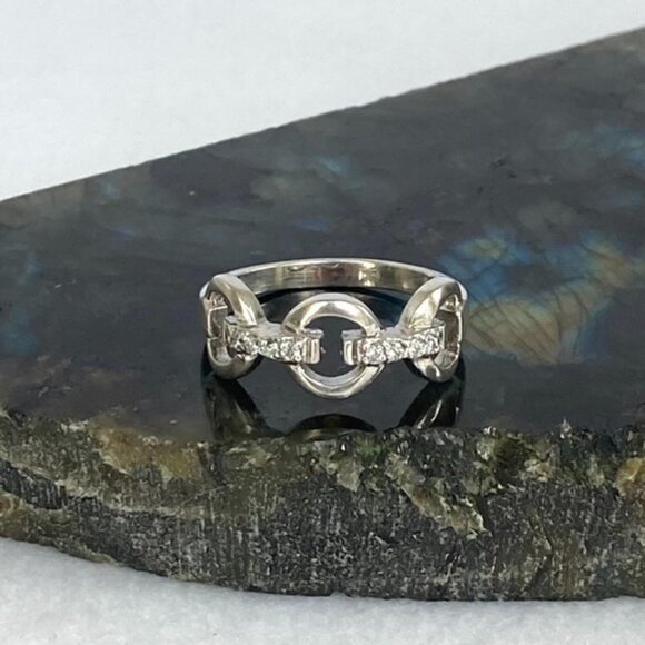 Silver Plated 8MM Cubic Zirconia Circle Bar Band Ring Size 8.75 - Picture 3 of 16